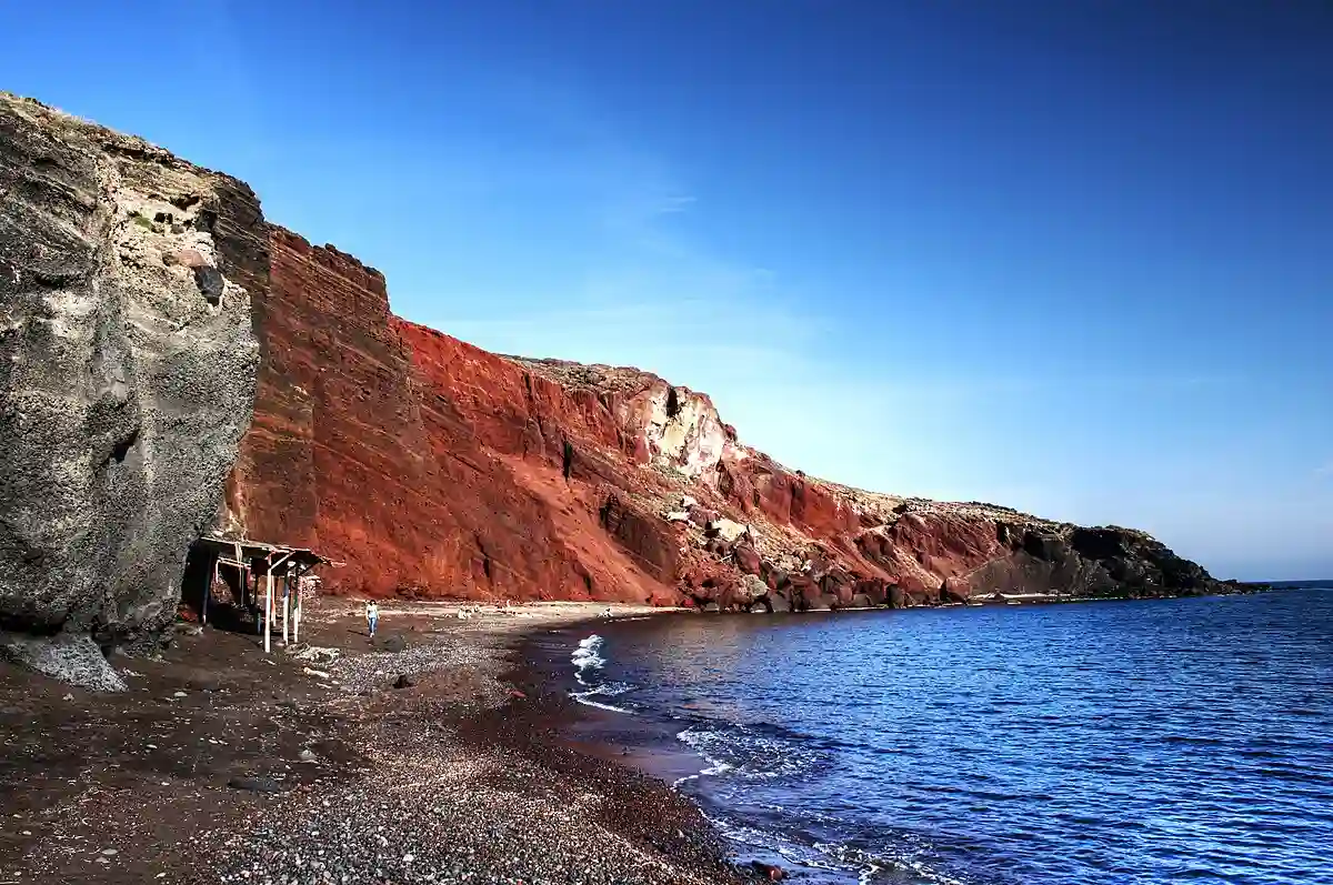Trails red beach Greece