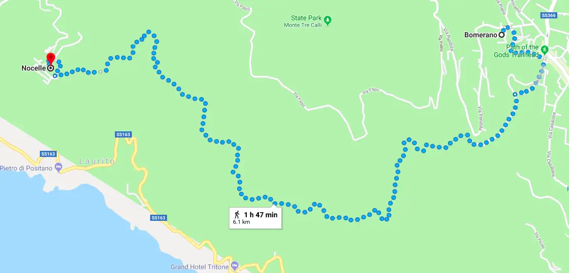 Reverse Route Nocelle → Bomerano