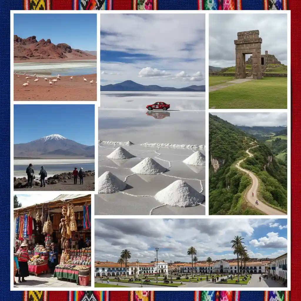 a collage image of unique places in Bolivia 1
