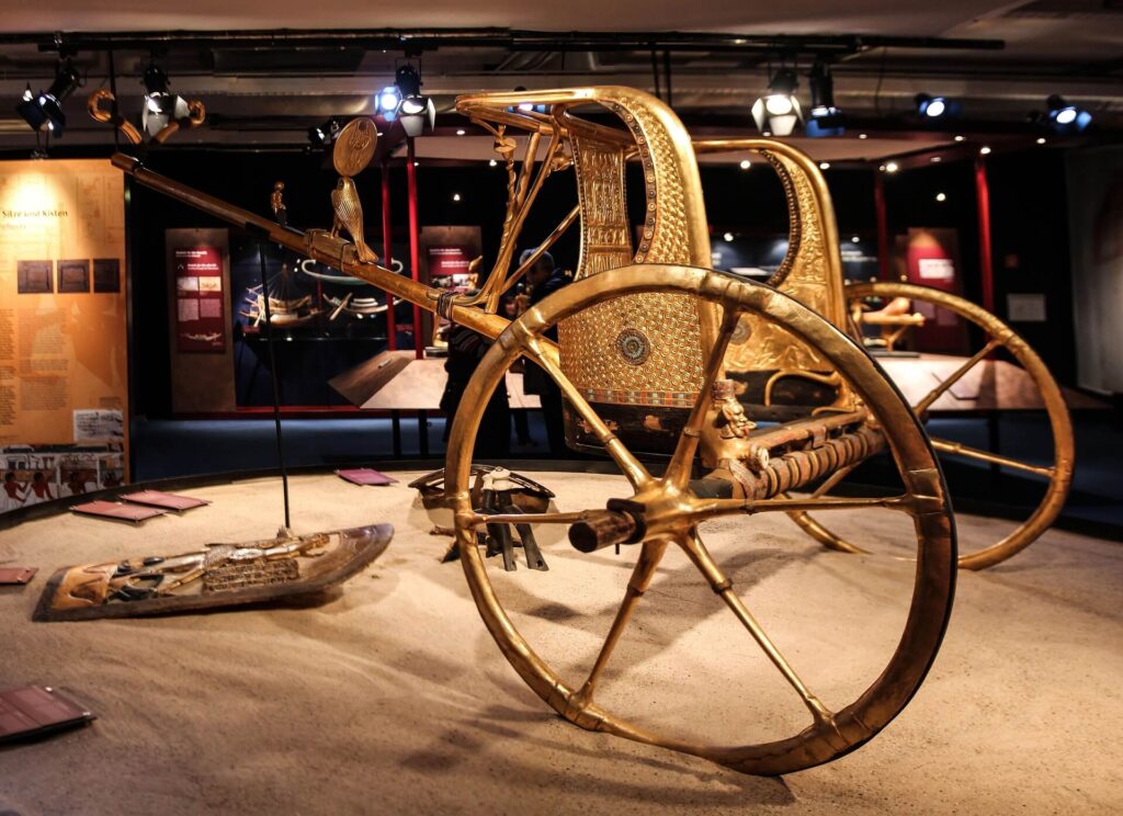 Golden chariot of King Tutankhamun on display