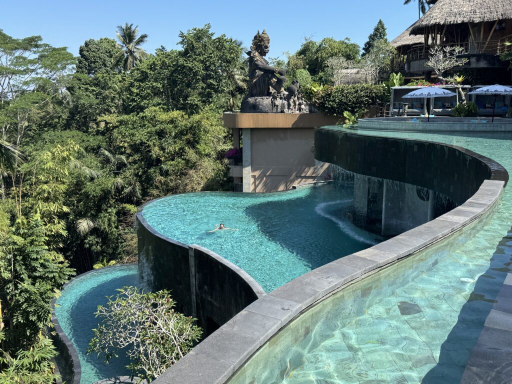 The Kayon Jungle Resort Ubud tiered infinity pools with lush jungle backdrop