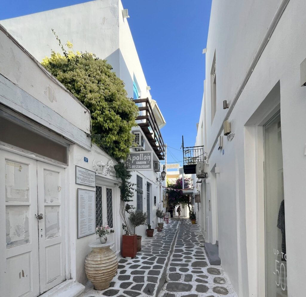 Apollon Parikia and whitewashed houses
