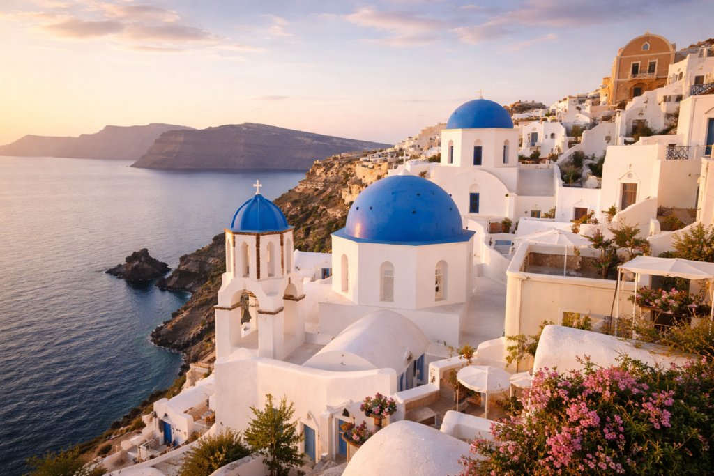 Santorini Greece Rooftops and Sunset