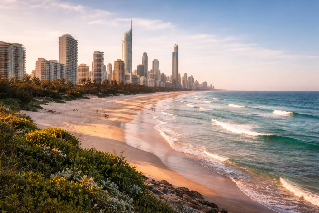 Gold Coast Beach at Sunset in Australia