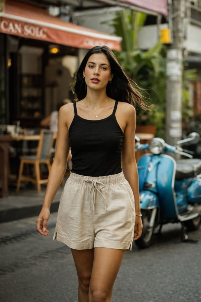 Bali Tanktop and linen shorts