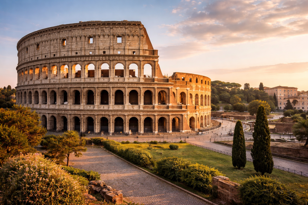 Rome Colosseum at sunset