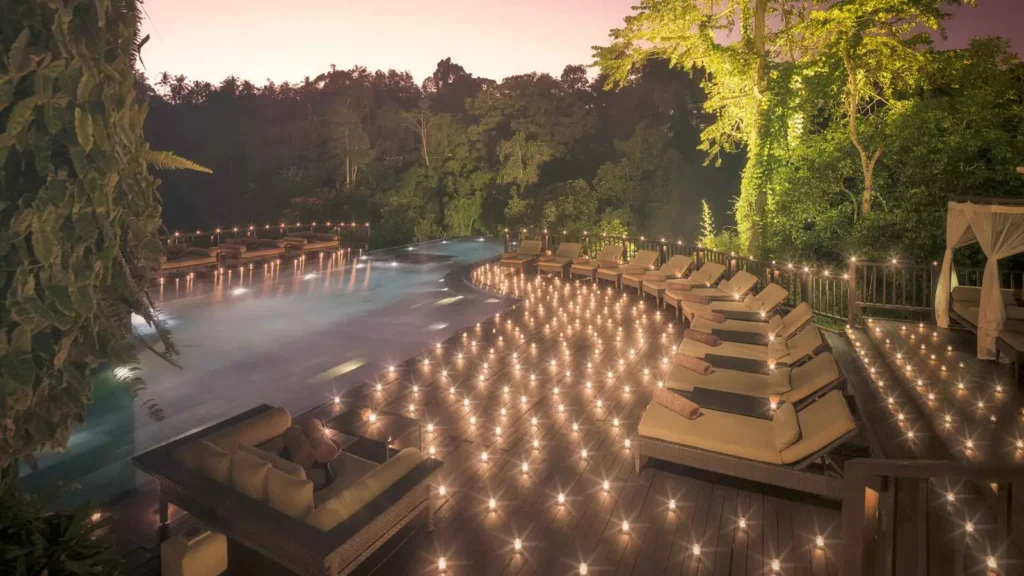 Hanging Gardens of Bali Pool Area at night