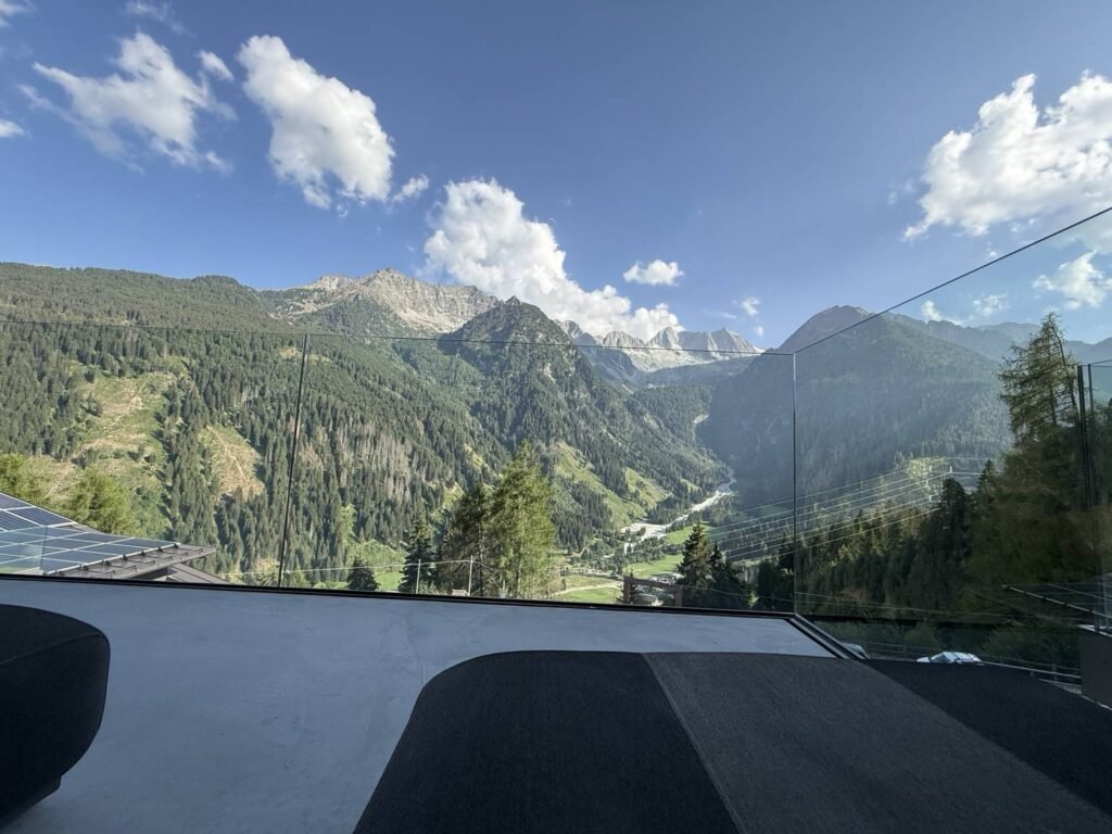 Chalet Al Foss Review - Chalet Unique Room Balcony View overlooking the mountains and presanella glacier