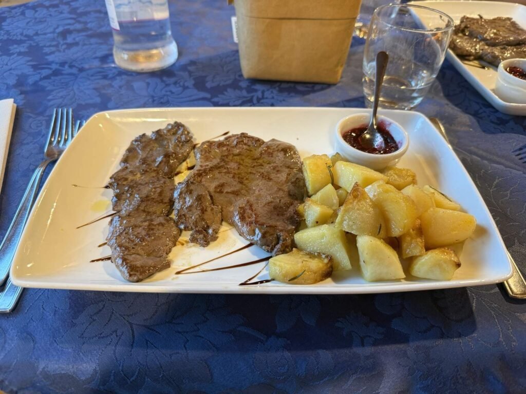 Bio Agritur Maso Celesta herb crusted beef with potatoes